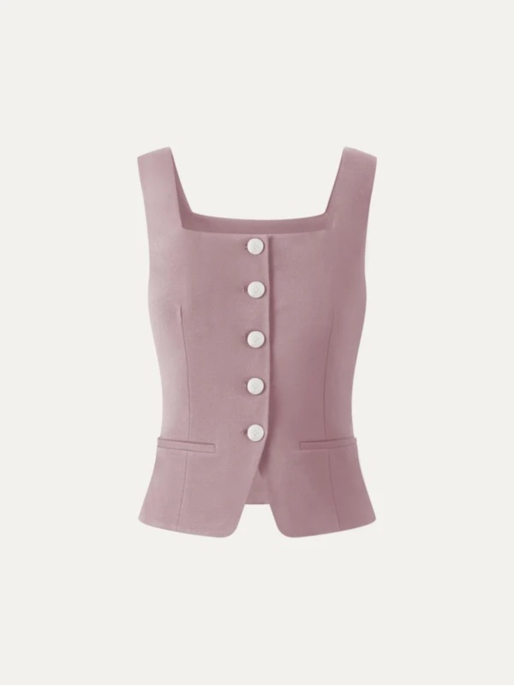OGL Stretch Ponte Square Neck Cropped Waistcoat with Pockets